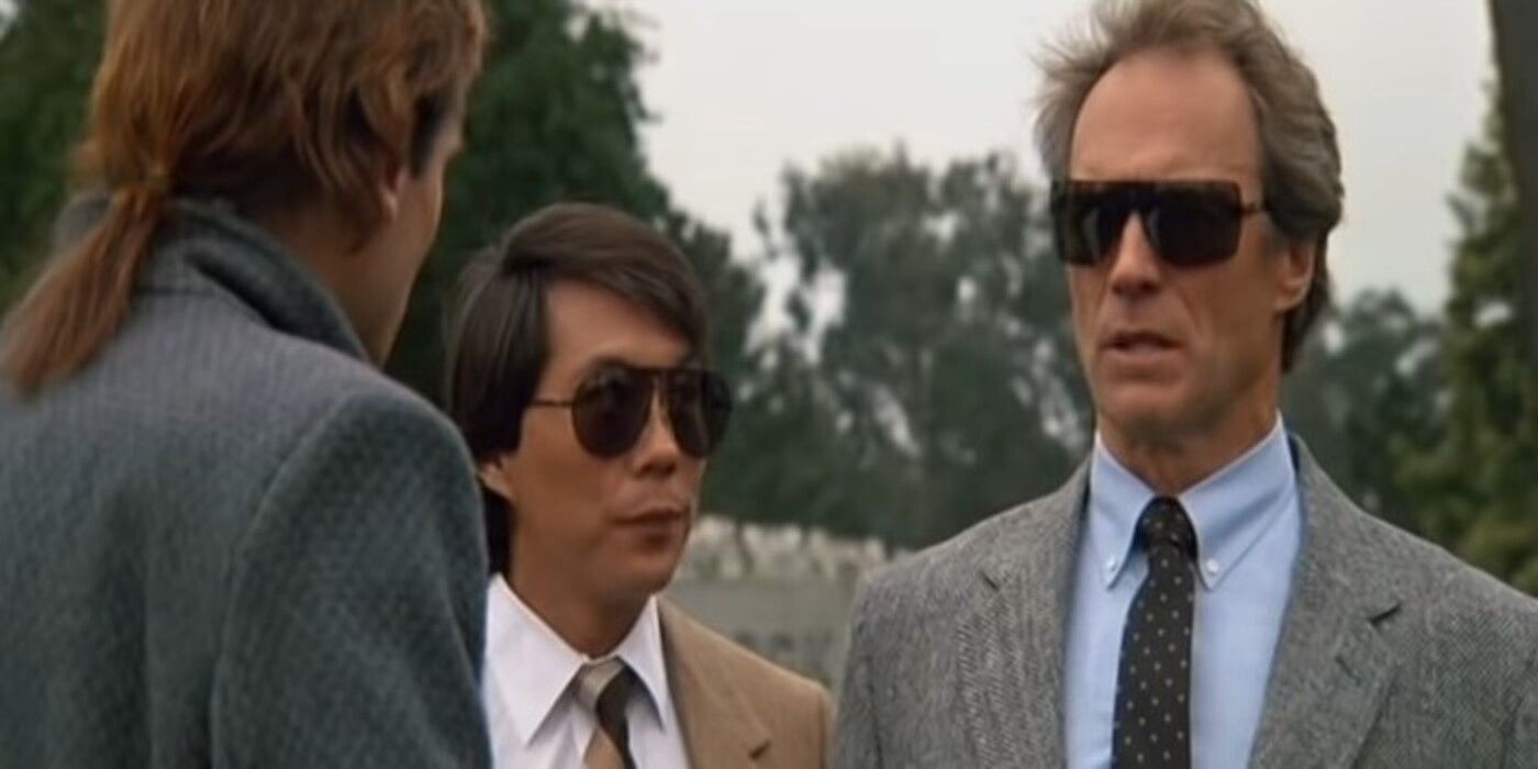Clint Eastwood wearing sunglasses as Dirty Harry in The Dead Pool (1988)