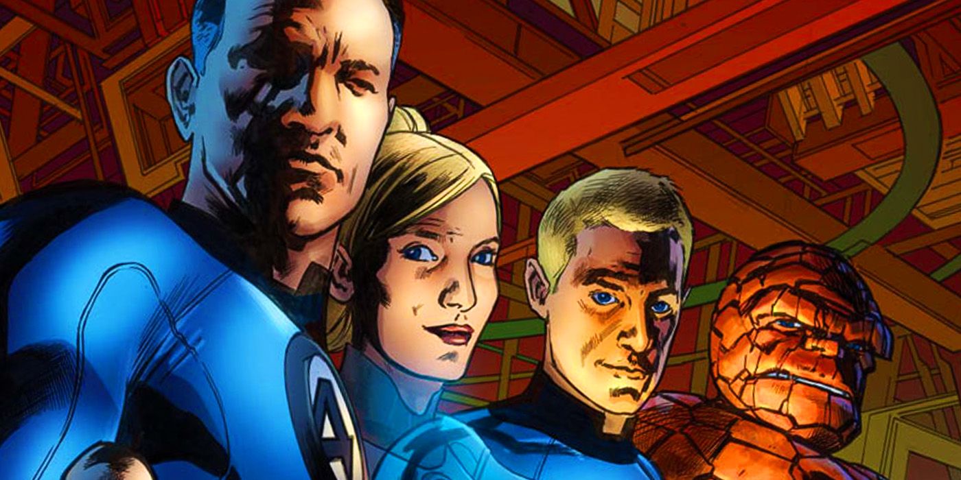 The Fantastic Four looking at the reader in Marvel Comics