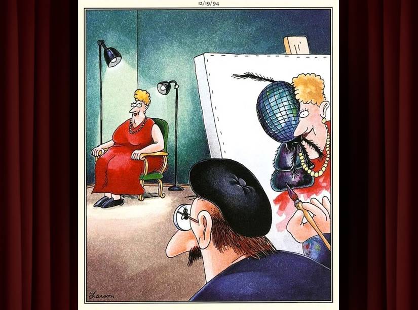 The Far Side Cartoon Portrait Blocked by Fly in Painting