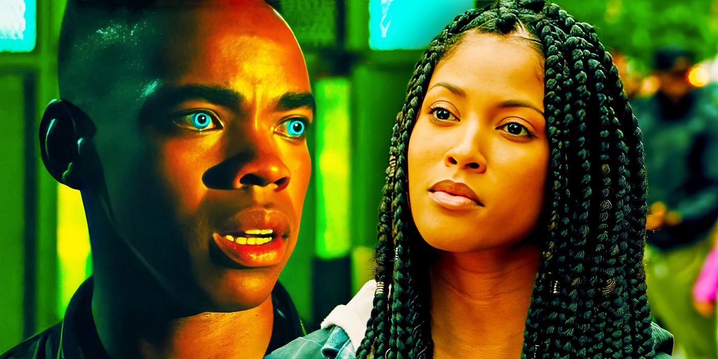 This collage shows Isaiah with blue contact lenses and Nya from The First Purge.