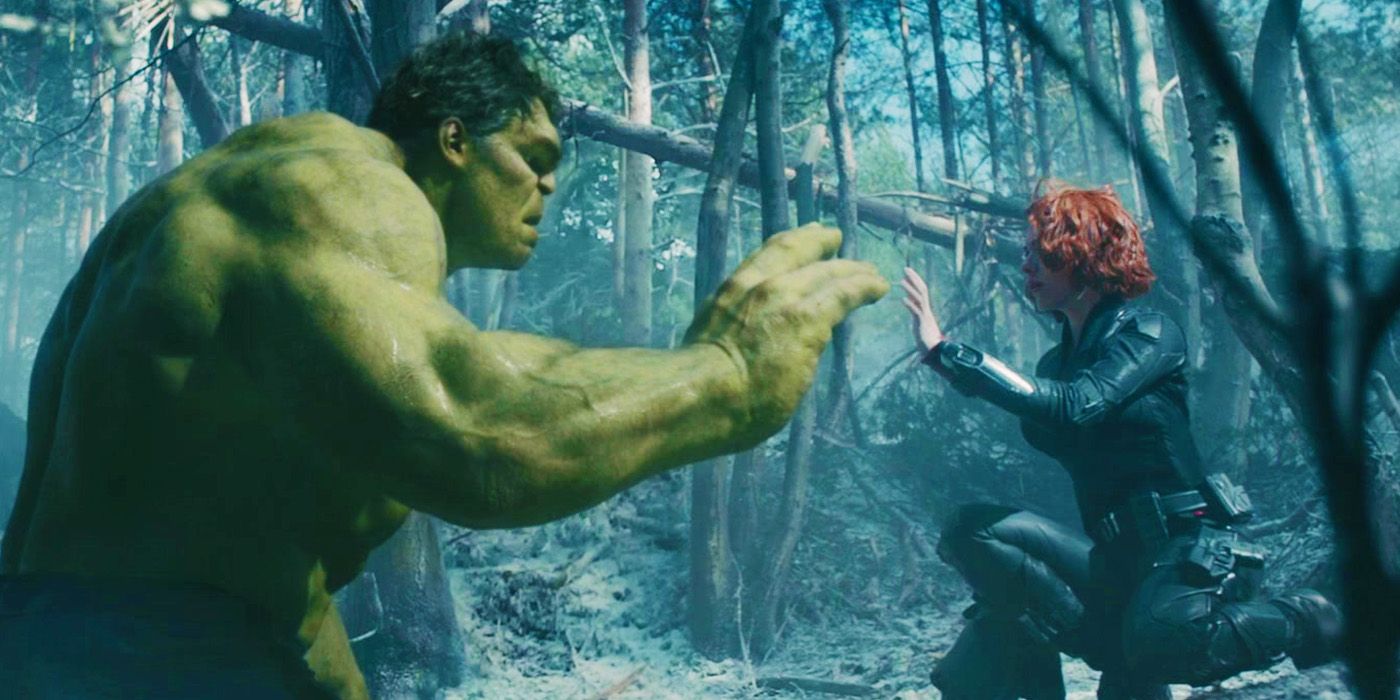 The Hulk and Black Widow at the start of Avengers Age of Ultron