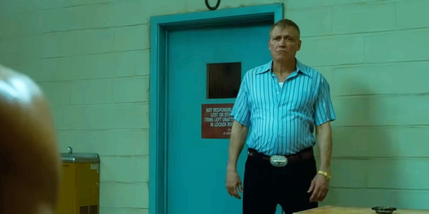 Fritz Von Erich (Holt McCallany) standing in the changeroom in The Iron Claw