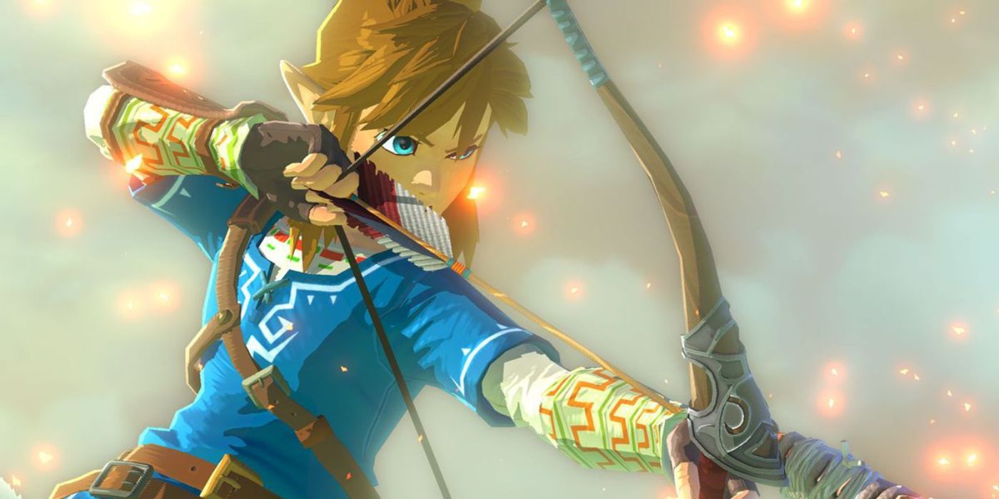 Link uses his Bow in The Legend of Zelda: Breath of the Wild. 