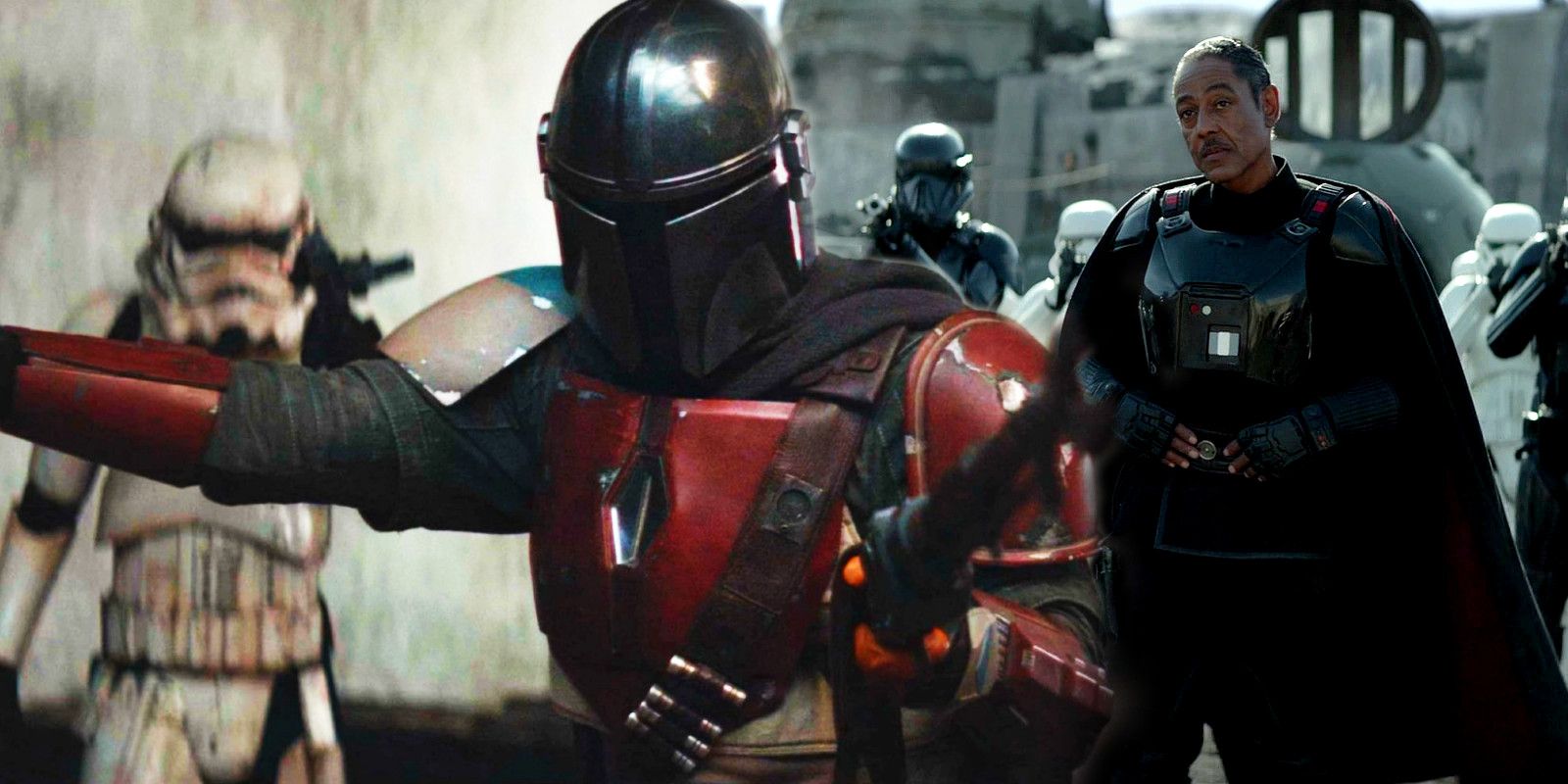 Din Djarin and Moff Gideon in The Mandalorian season 1
