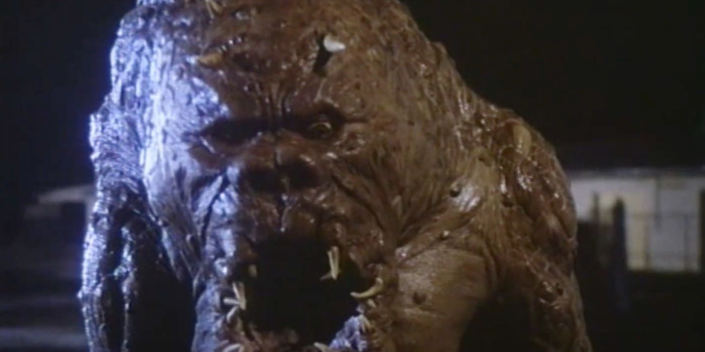 The monster stares open mouthed in Monster in the Closet 1987