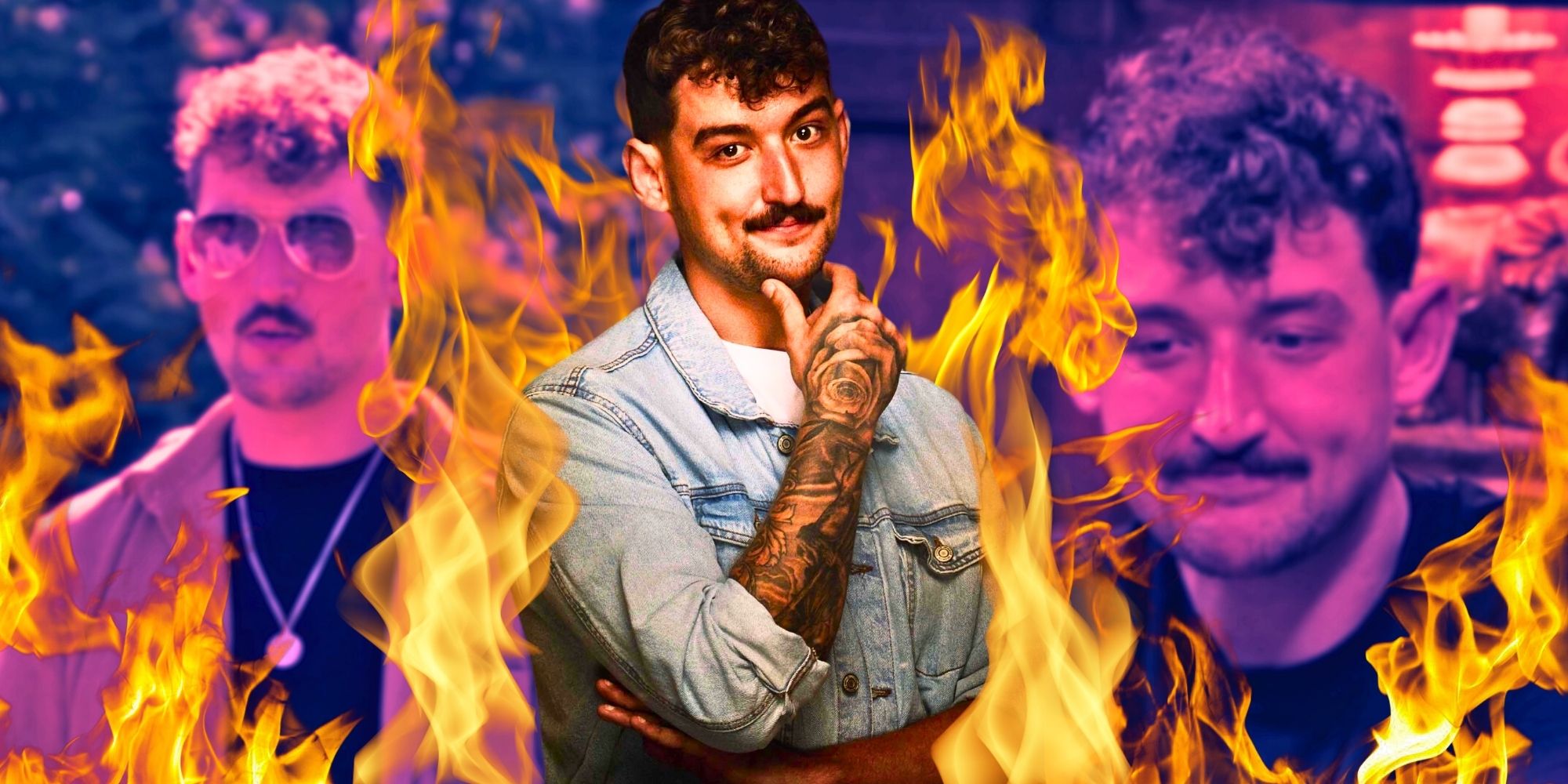  The Traitors UK's Jonny Holloway in montage with flames