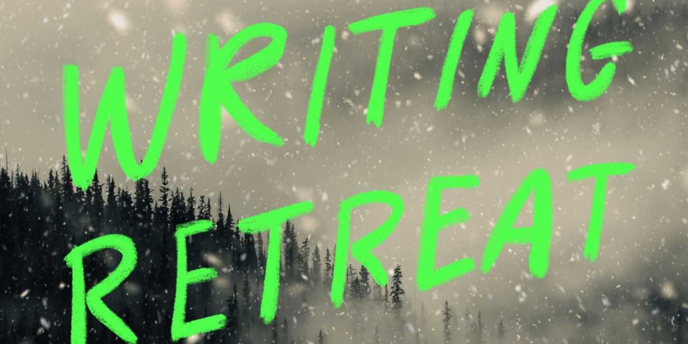 The Writing Retreat Book Cover featuring trees and snow