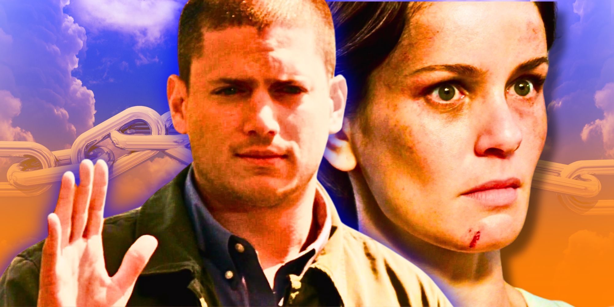 Wentworth Miller as Michael Scofield and Sarah Wayne Callies as Sara Tancredi in Prison Break.