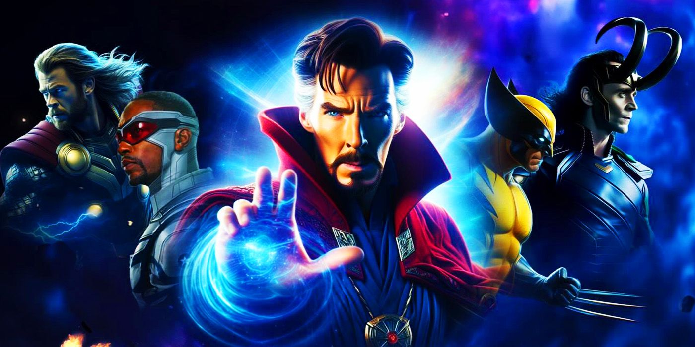 Thor, Sam Wilson's Captain America, Doctor Strange, Wolverine and Loki in MCU fan poster