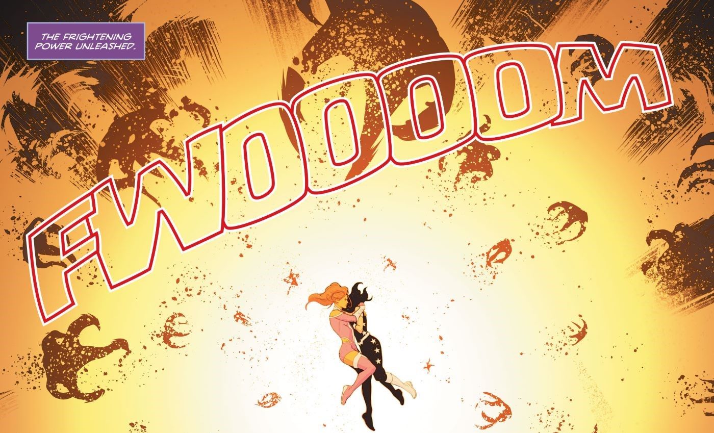 Titans Beast World #3 Wonder Girl Donna Troy and Starfire hugginh as Starfire Kills aliens 