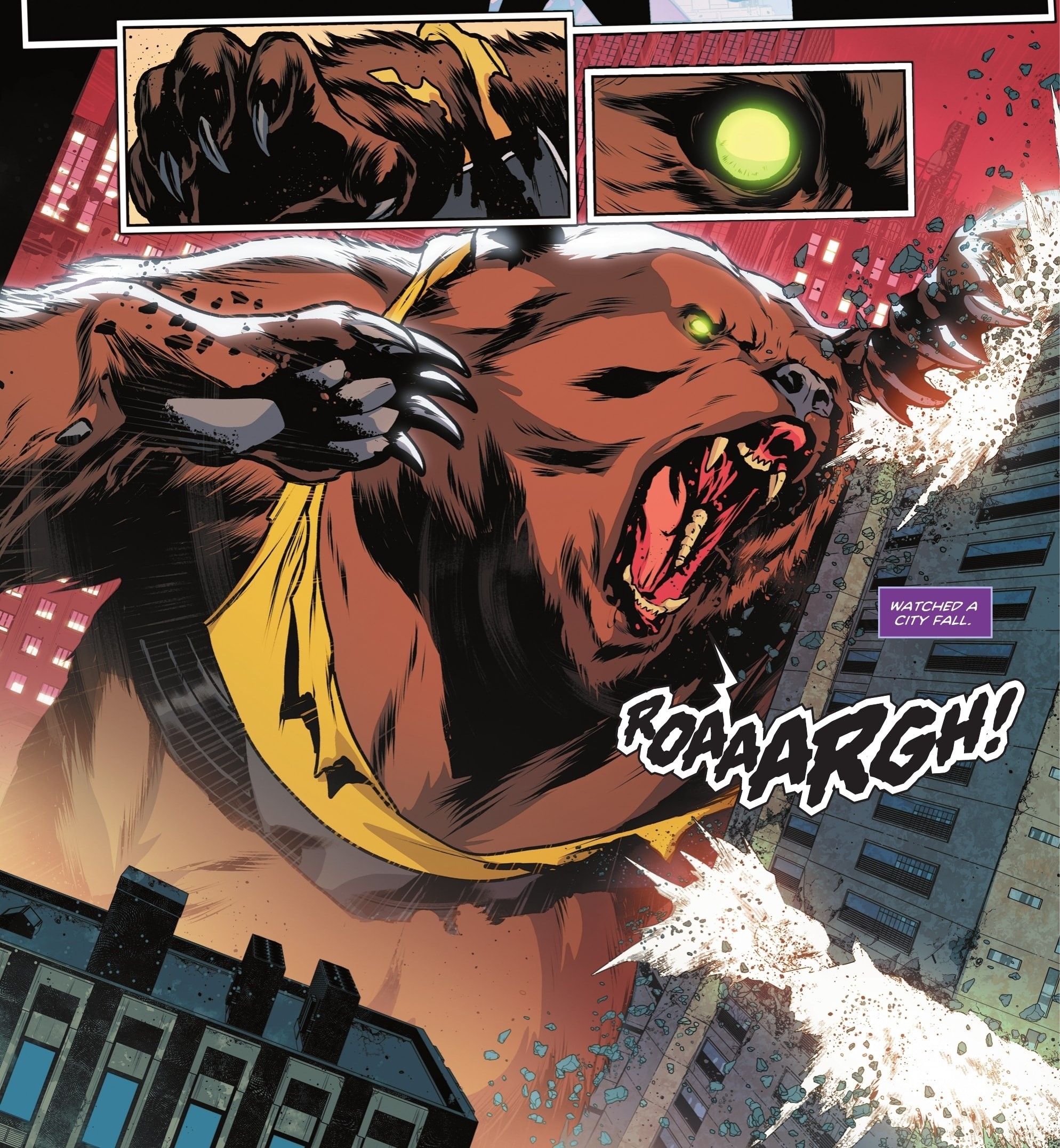 Titans Beast World #4 featuring Giganta turing into a giant bear