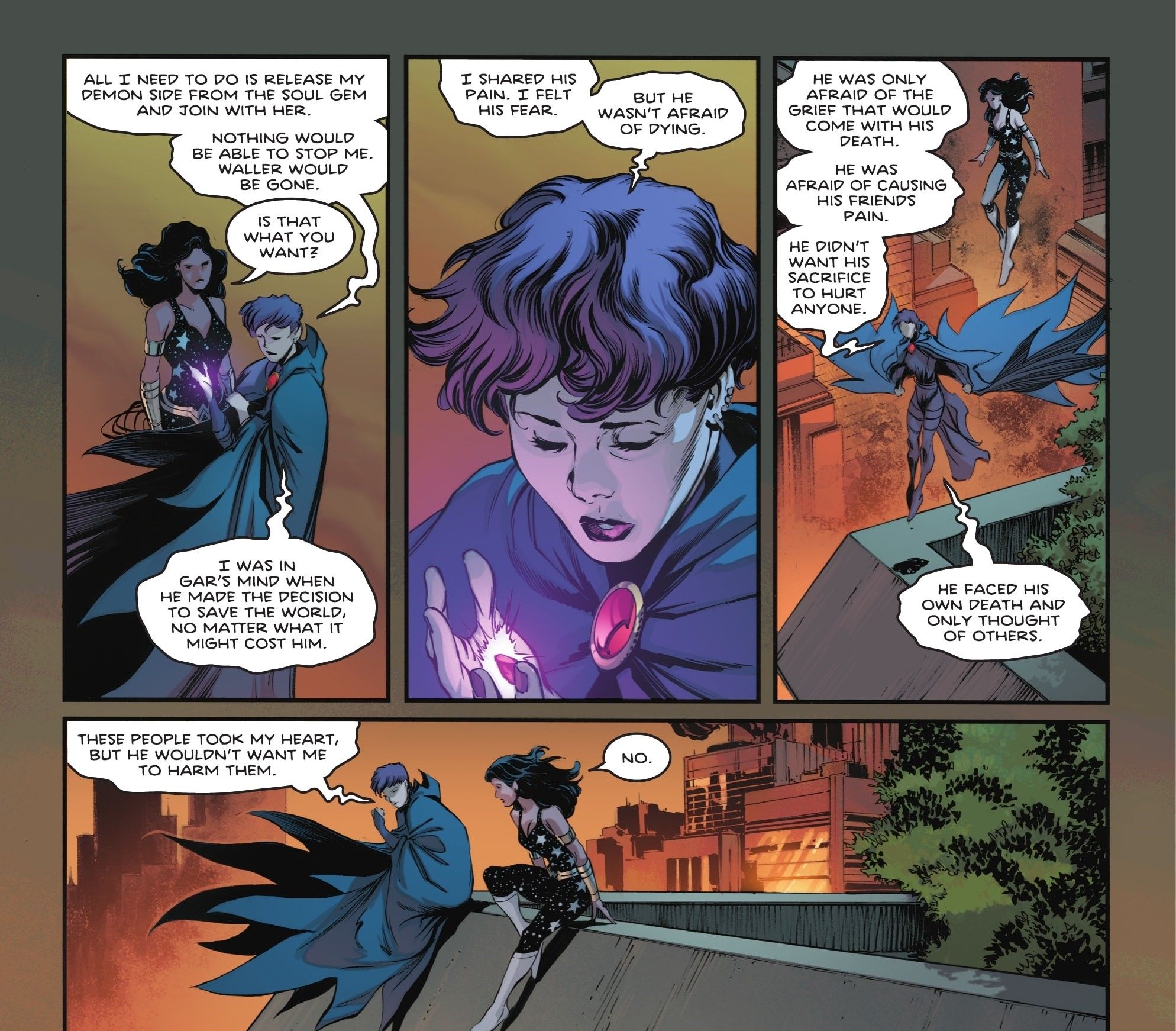 Titans Beast World #5 Raven mourning Beast Boy and talking to Donna Troy about how she wants to kill the people who took Gar away from her part 1-1