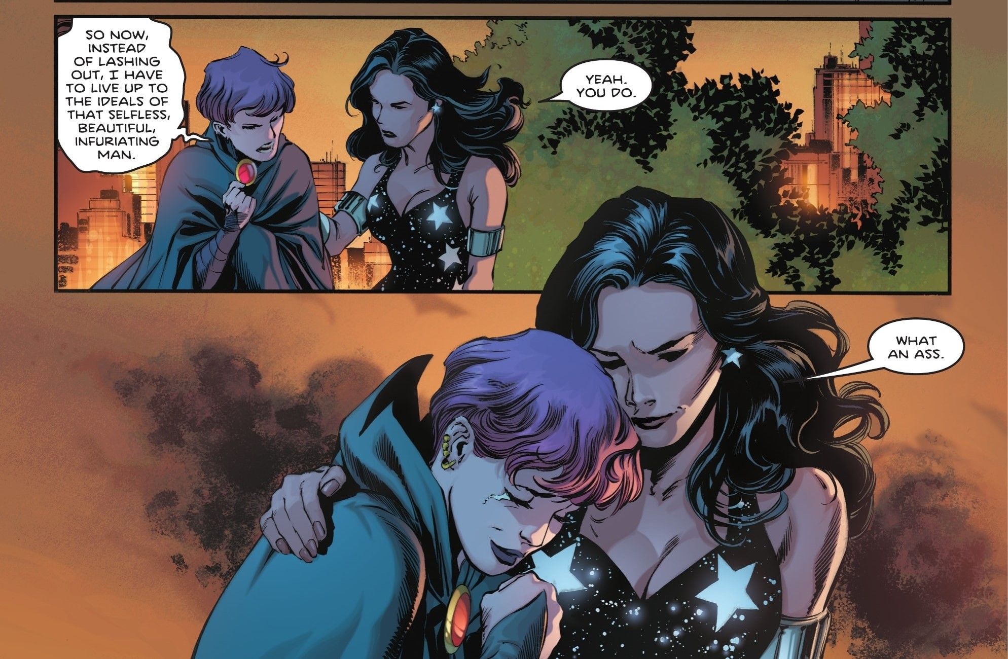 Titans Beast World #5 Raven mourning Beast Boy and talking to Donna Troy about how she wants to kill the people who took Gar away from her part 2
