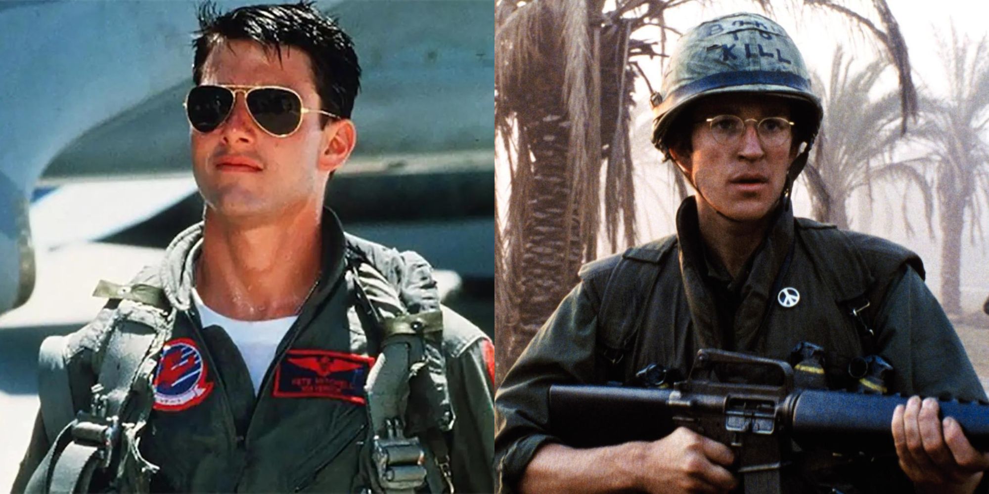 Tom Cruise in Top Gun and Matthew Modine in Full Metal Jacket