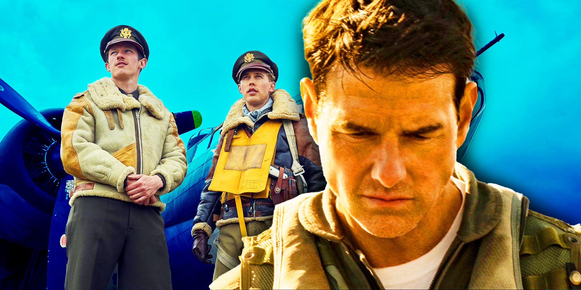 Tom Cruise in Top Gun Maverick with cast from Masters of the Air