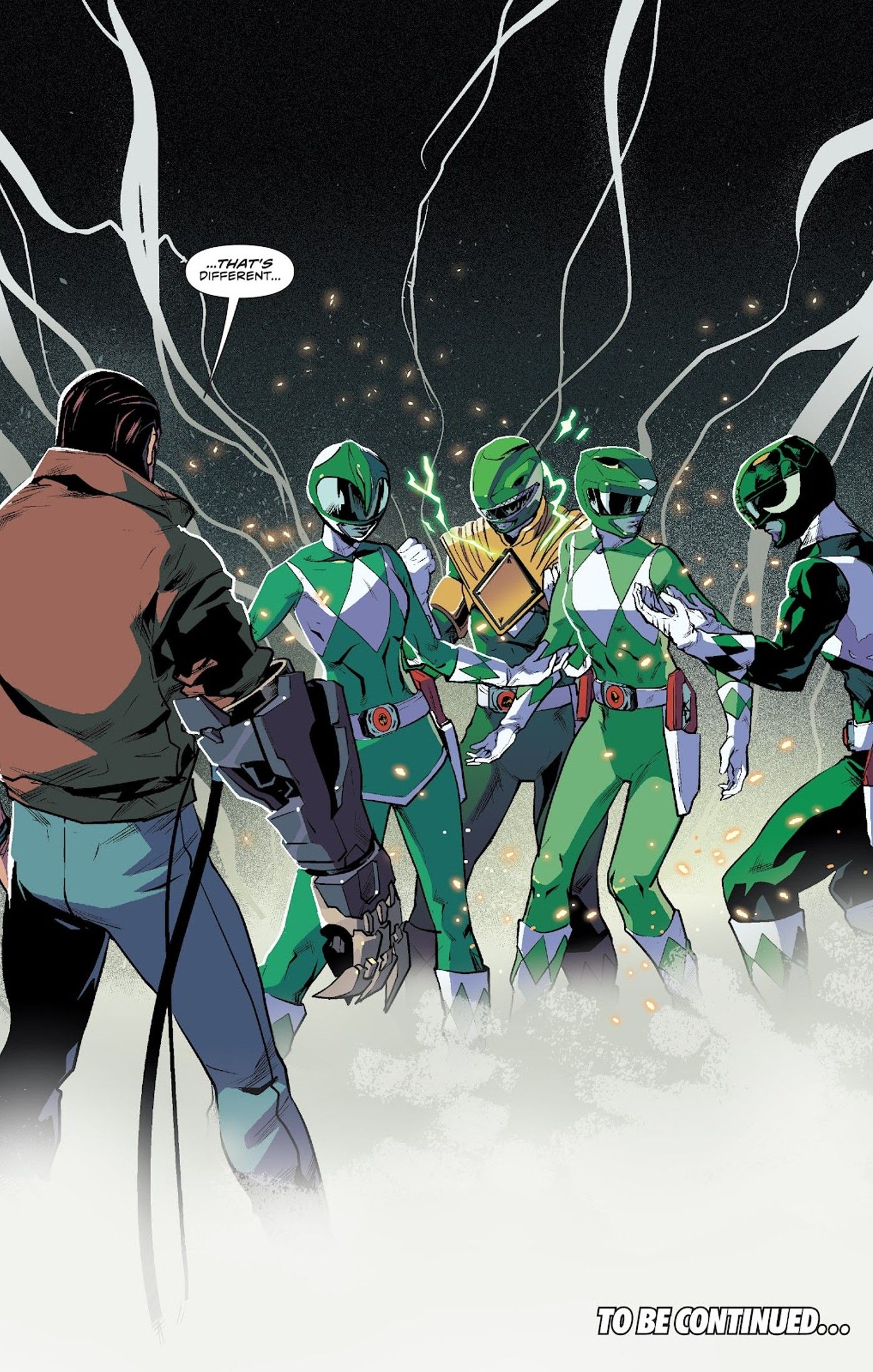 Tommy Oliver gives his Green Ranger powers to the Mighty Morphin Power Rangers