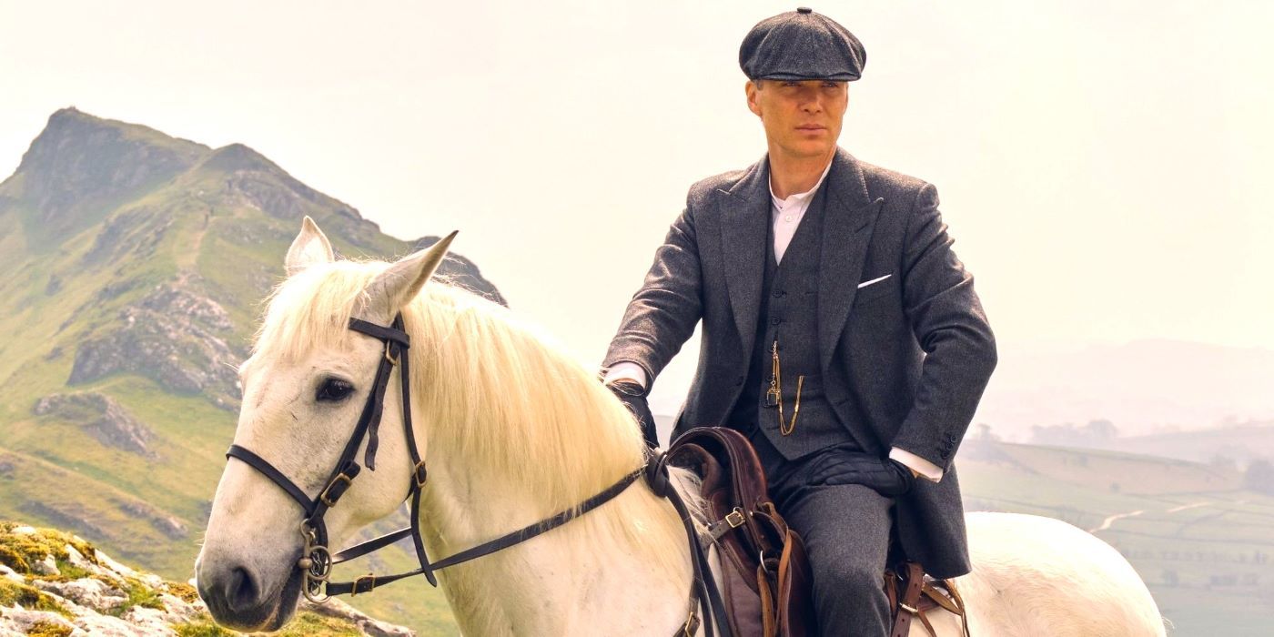 Tommy Shelby on a white horse in the Peaky Blinders series finale