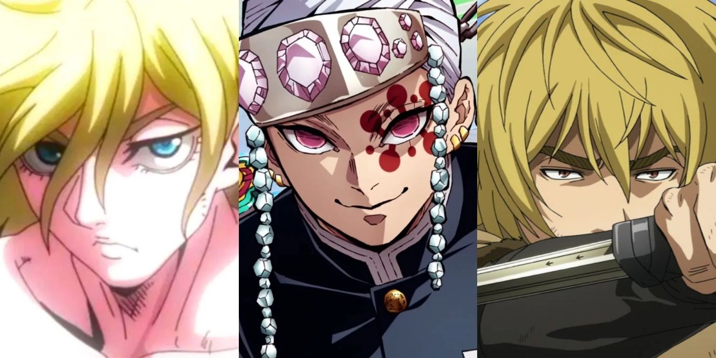 Record of Ragnarok, Demon Slayer, and Vinland Saga collage