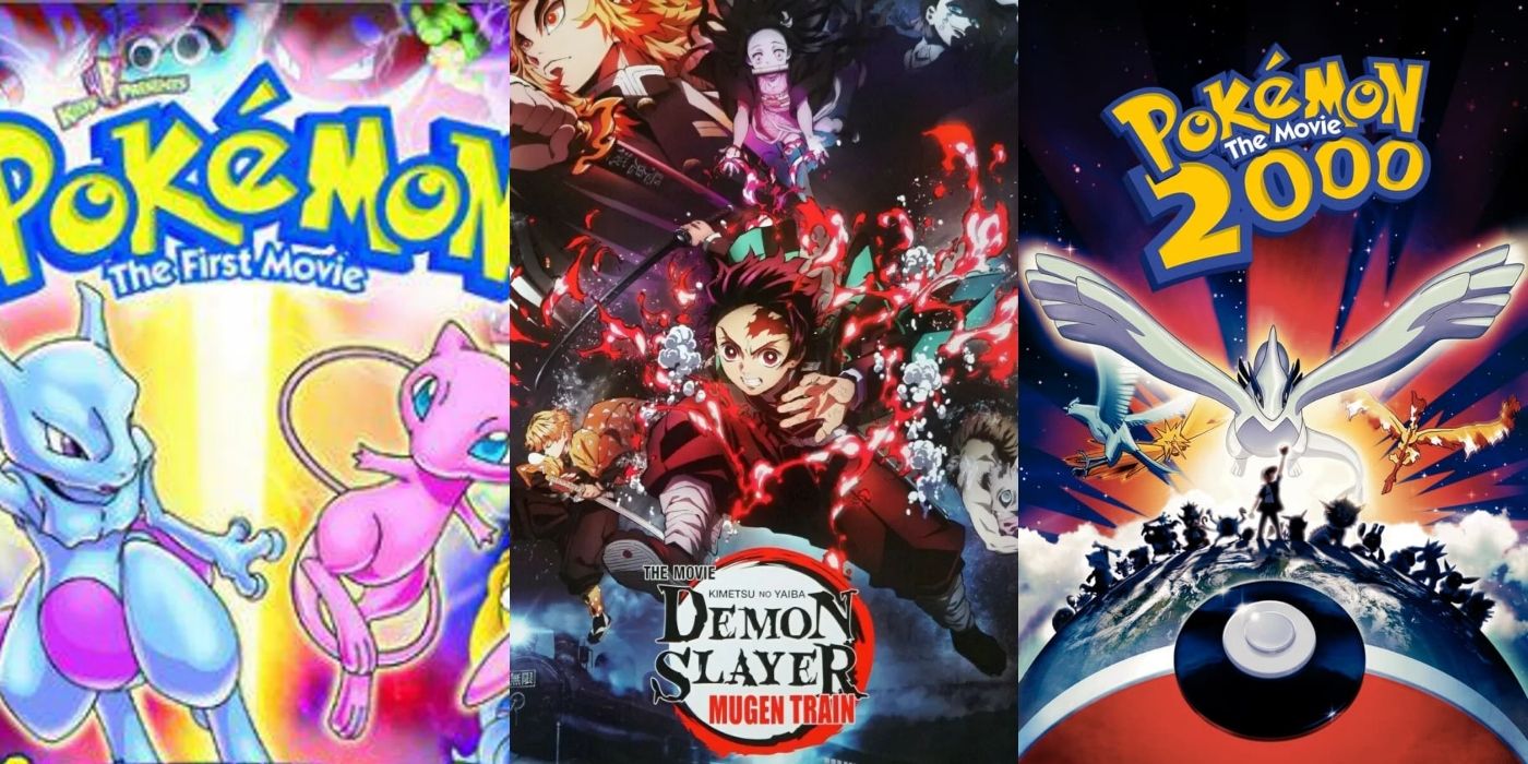 Top 3 North American Anime Films include Pokemon the First Movie, Demon Slayer Mugen Train, and Pokemon the Movie 2000
