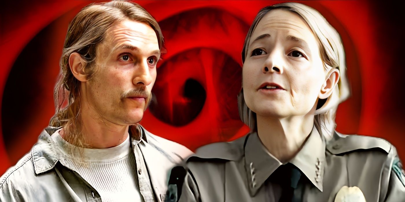     Matthew McConaughey as Rust Chole and Jodi Foster as Danvers in True Detective