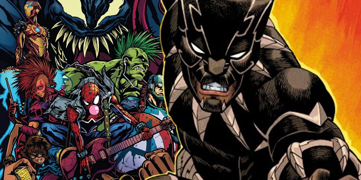 ultimate black panther with spider-punk’s band
