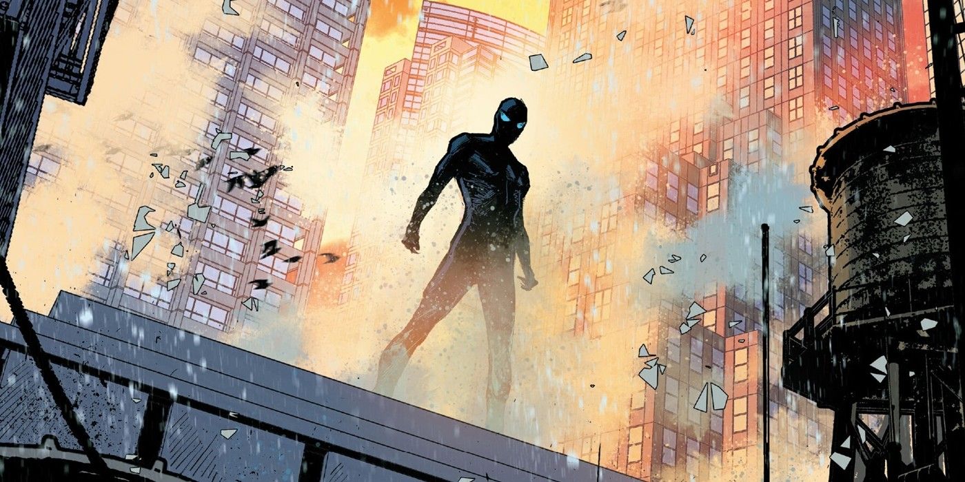 Ultimate Spider-Man 2, Peter está em um cenário urbano em seu traje todo preto