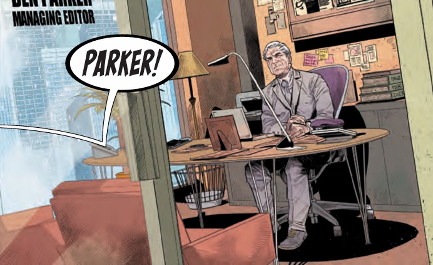 Ultimate Spider-Man #1, Uncle Ben in his office at the Daily Bugle