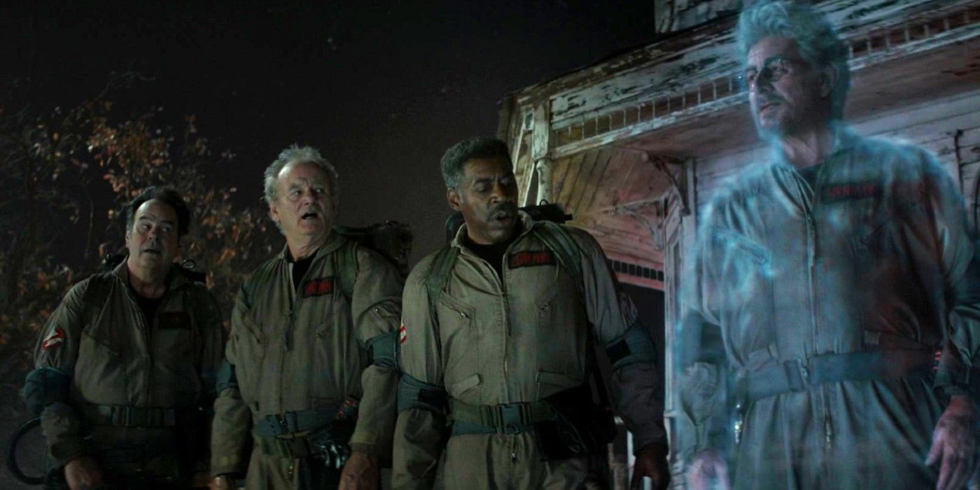 The four original Ghostbusters in Ghostbusters: Afterlife