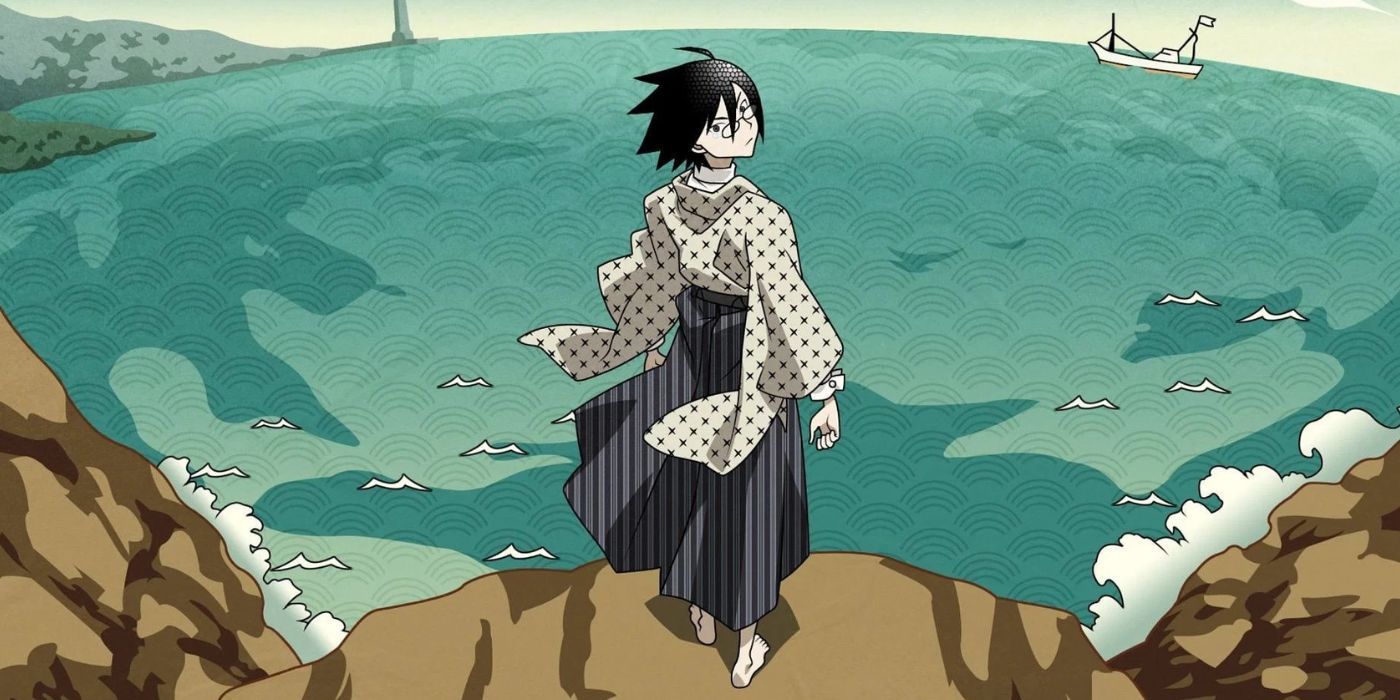 Sayonara Zetsubou-Sensei cover art standing over a cliff