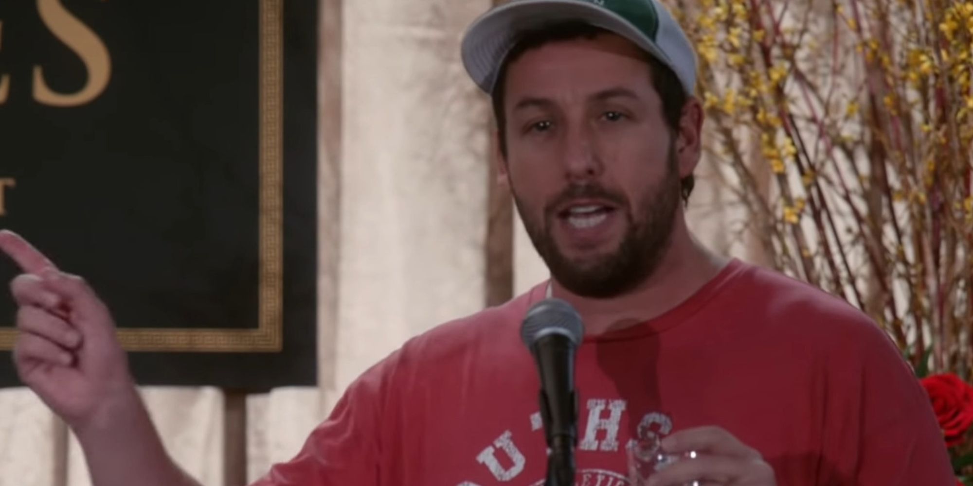 Adam Sandler as he himself talking about a microphone at Brooklyn Nine-Nine