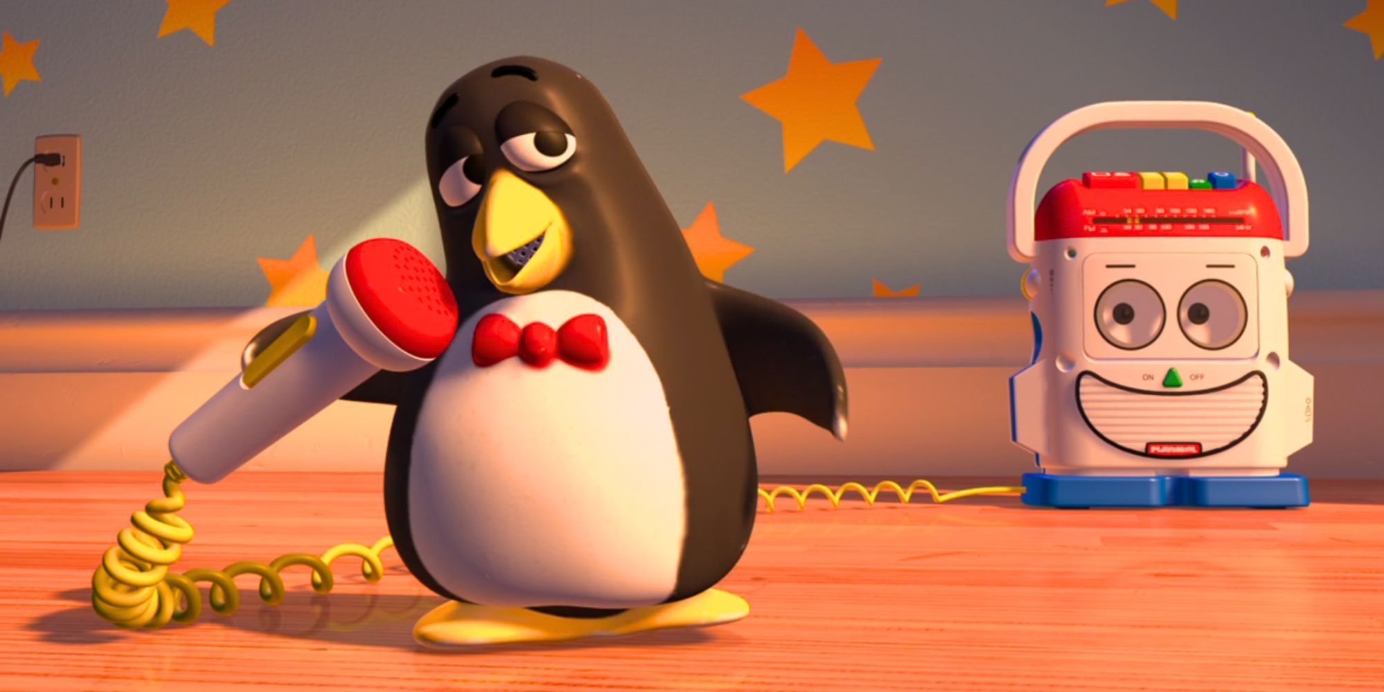 Wheezy the Penguin singing at the end of Toy Story 2