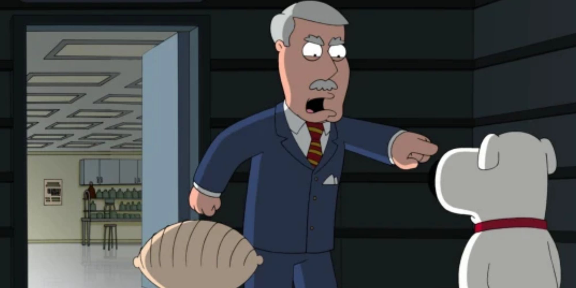 Carter Pewterschmidt yelling at Brian and Stewie Griffin in Family Guy