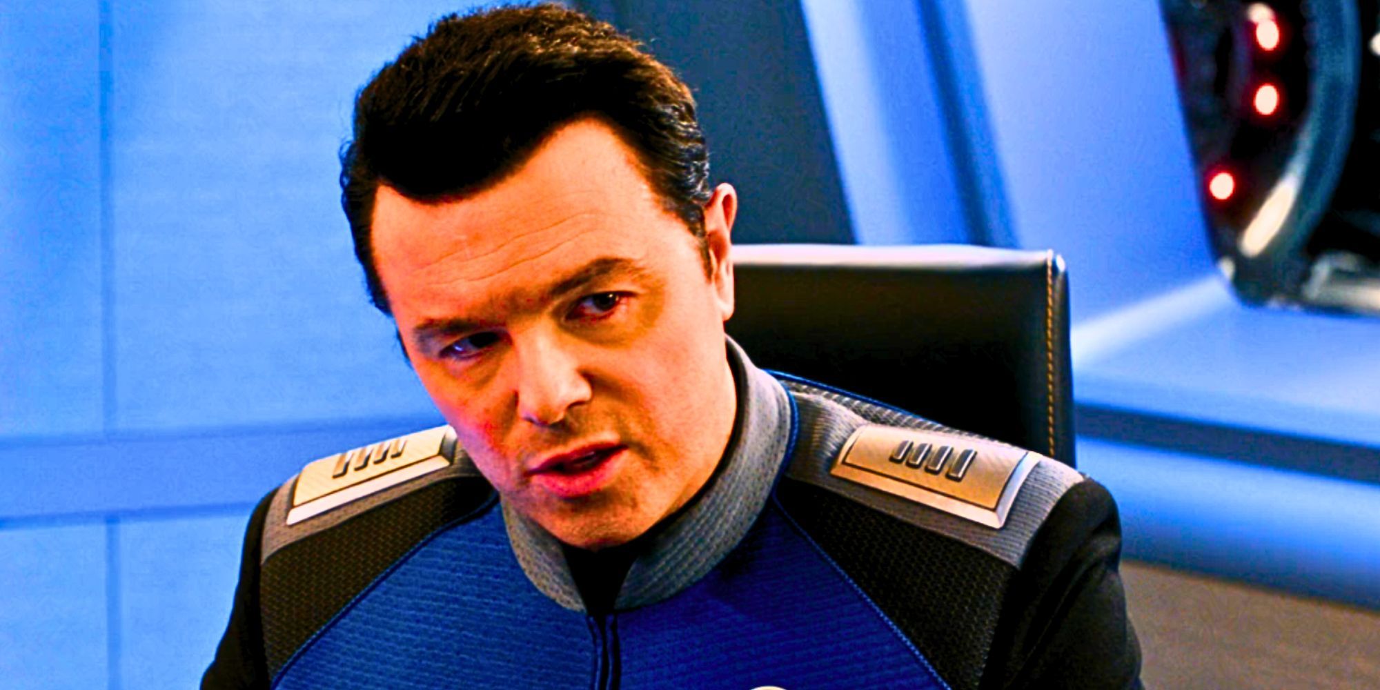Seth MacFarlane looking thoughtful as Captain Ed Mercer in The Orville
