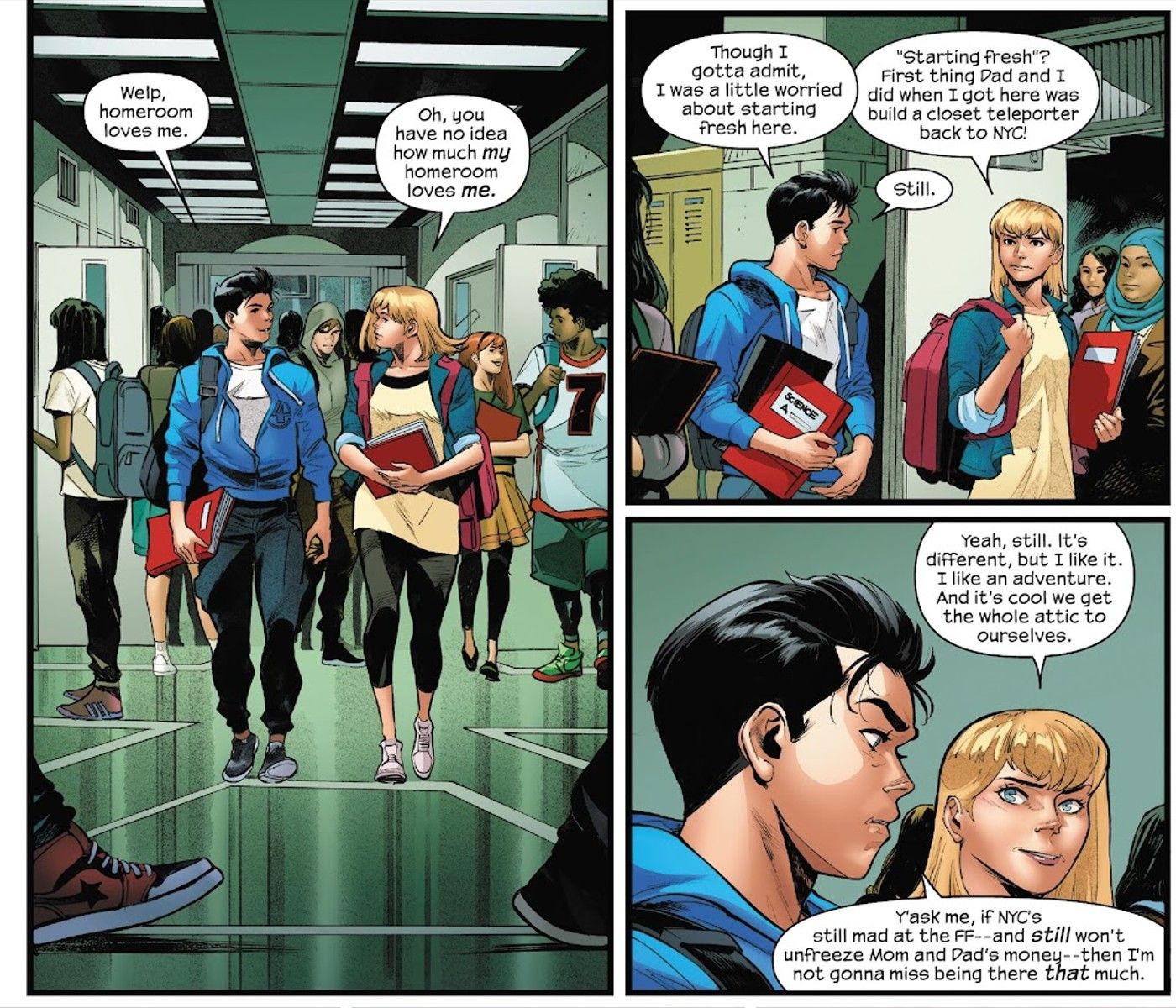 Valeria and Franklin Richards of the Fantastic Four at their new school