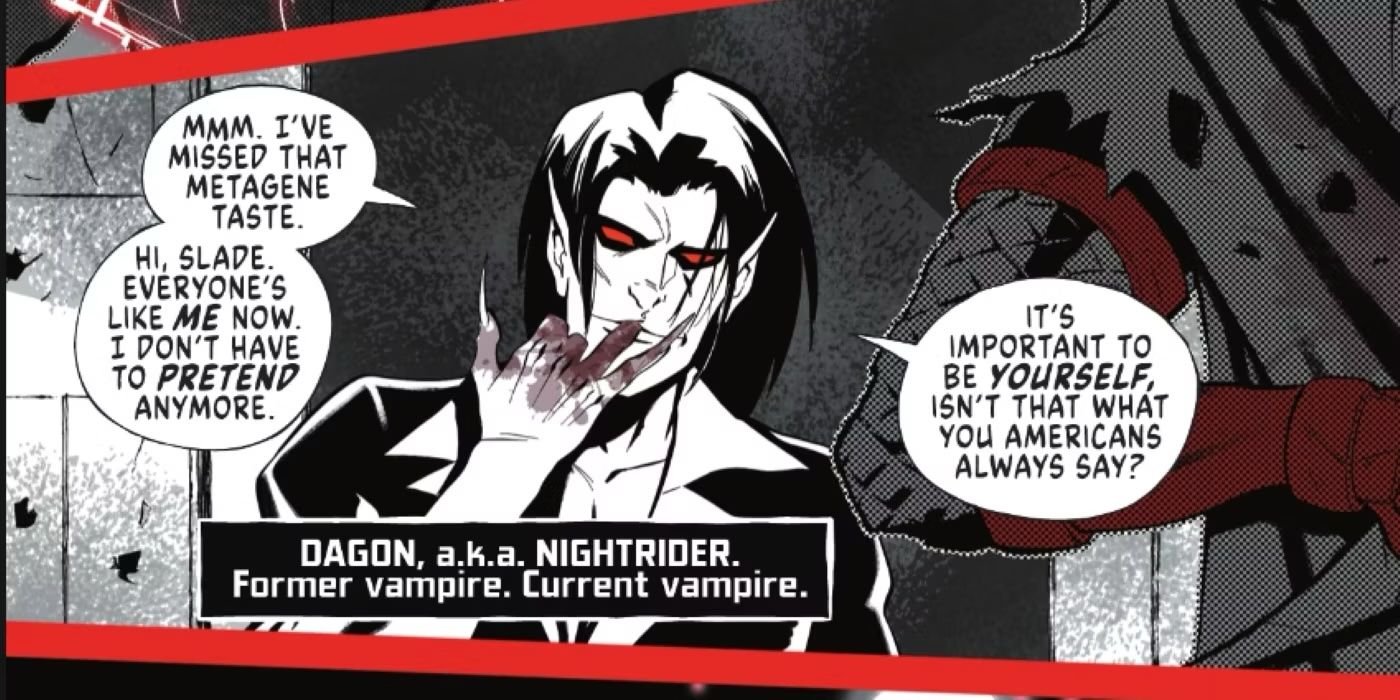 Comic book panel: a pale vampire talks to the camera.