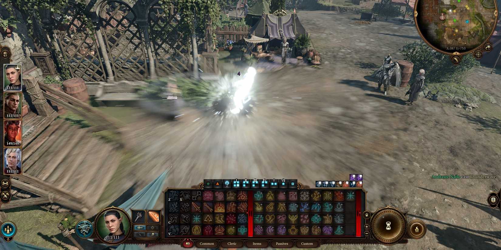 Volo hit by thunderwave and knocked away from the caster in Baldur's Gate 3