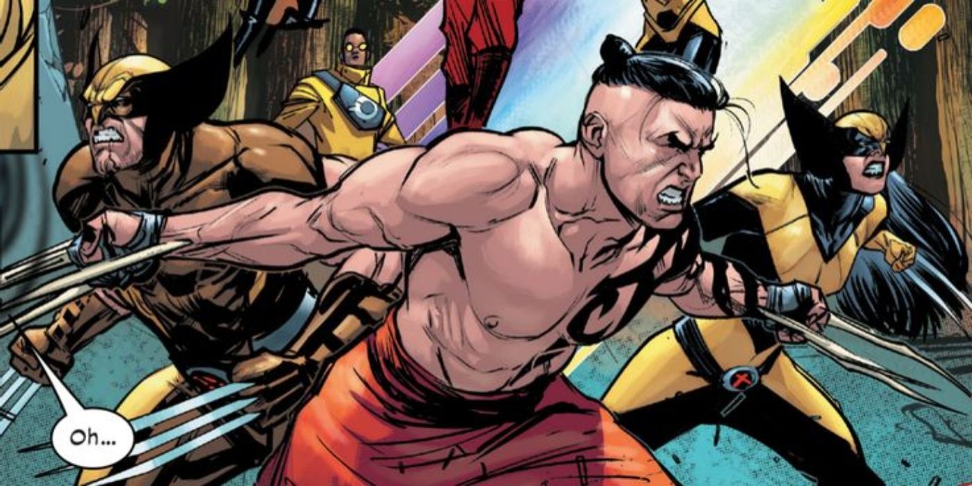 Wolverine fighting alongside his children. 