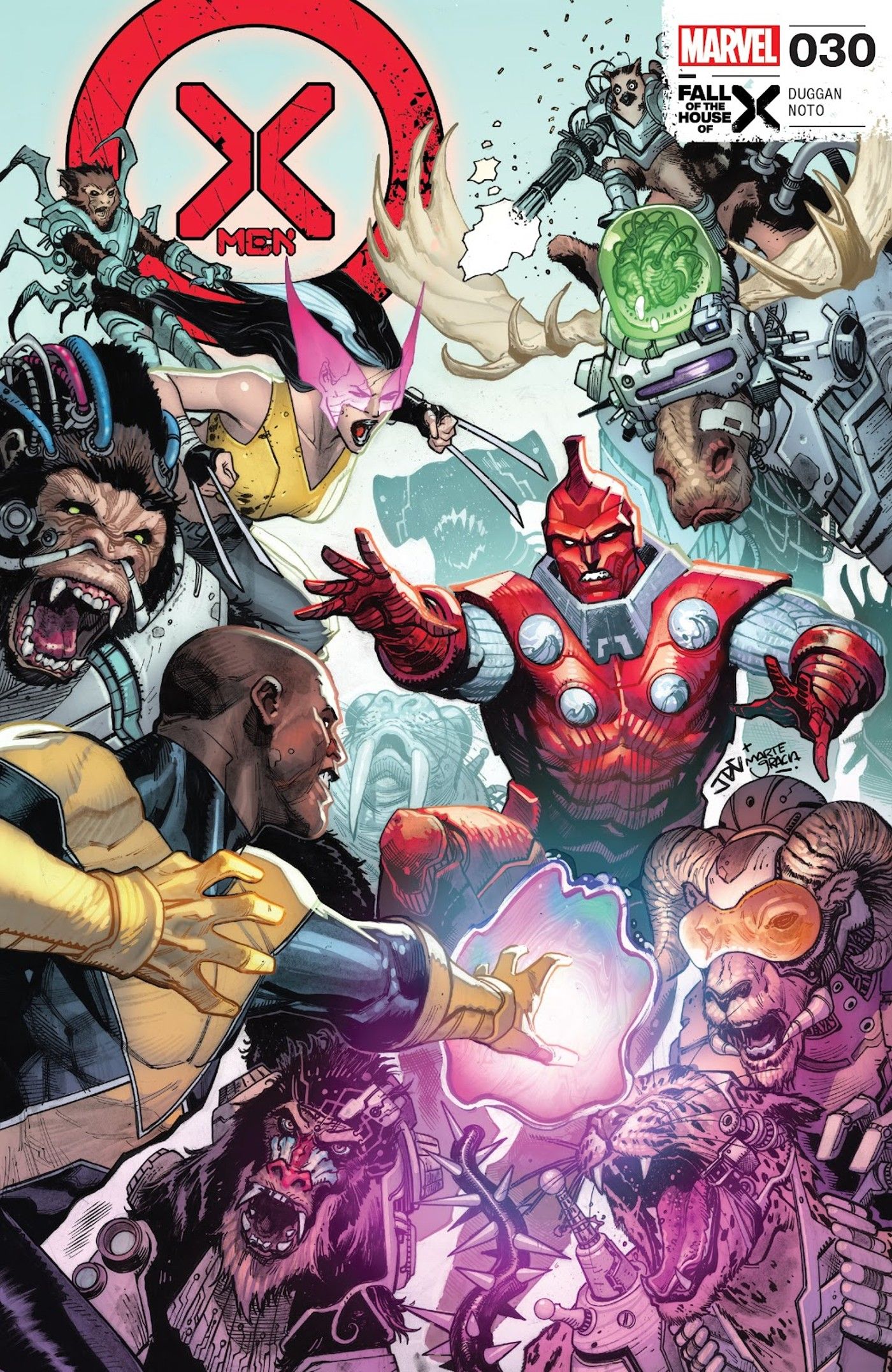 X-Men 30 Cover Synch e Talon lutam contra o alto evolucionário