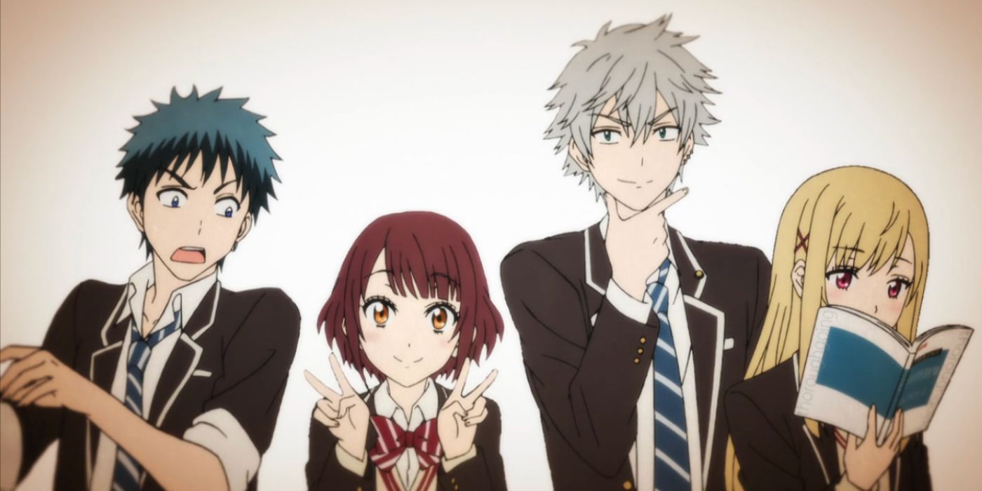 Animação de abertura de Yamada-kun e as Sete Bruxas ainda com os quatro personagens principais