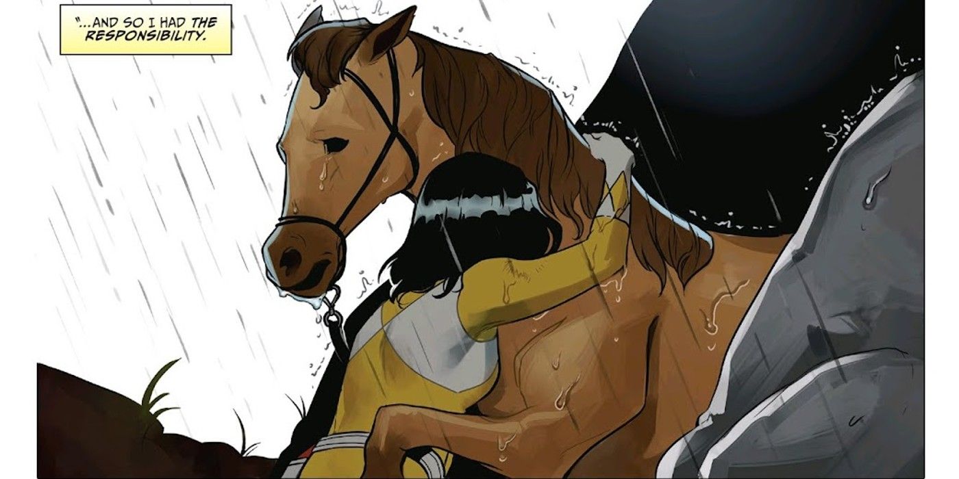 Go Go Power Rangers: Back to School #1, Yellow Mighty Morphin Power Ranger Trini Kwan saves a horse