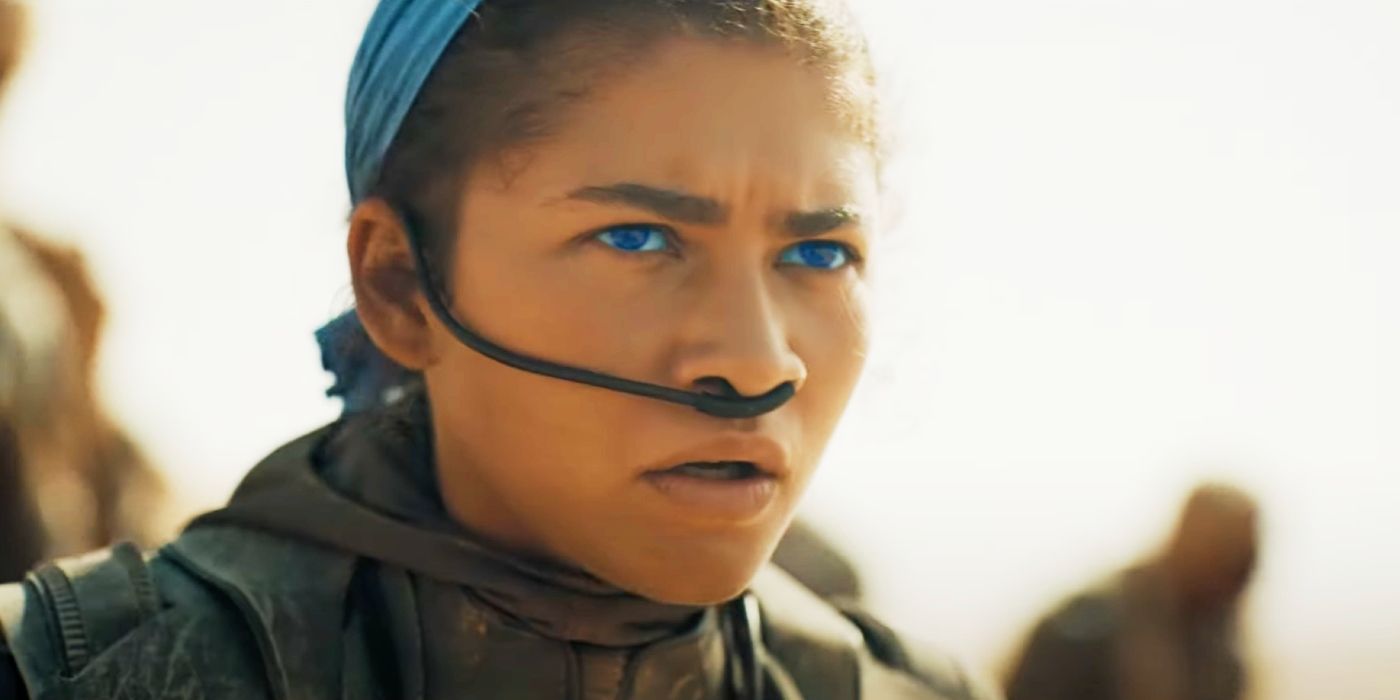 Zendaya looking surprised as Chani in Dune: Part Two
