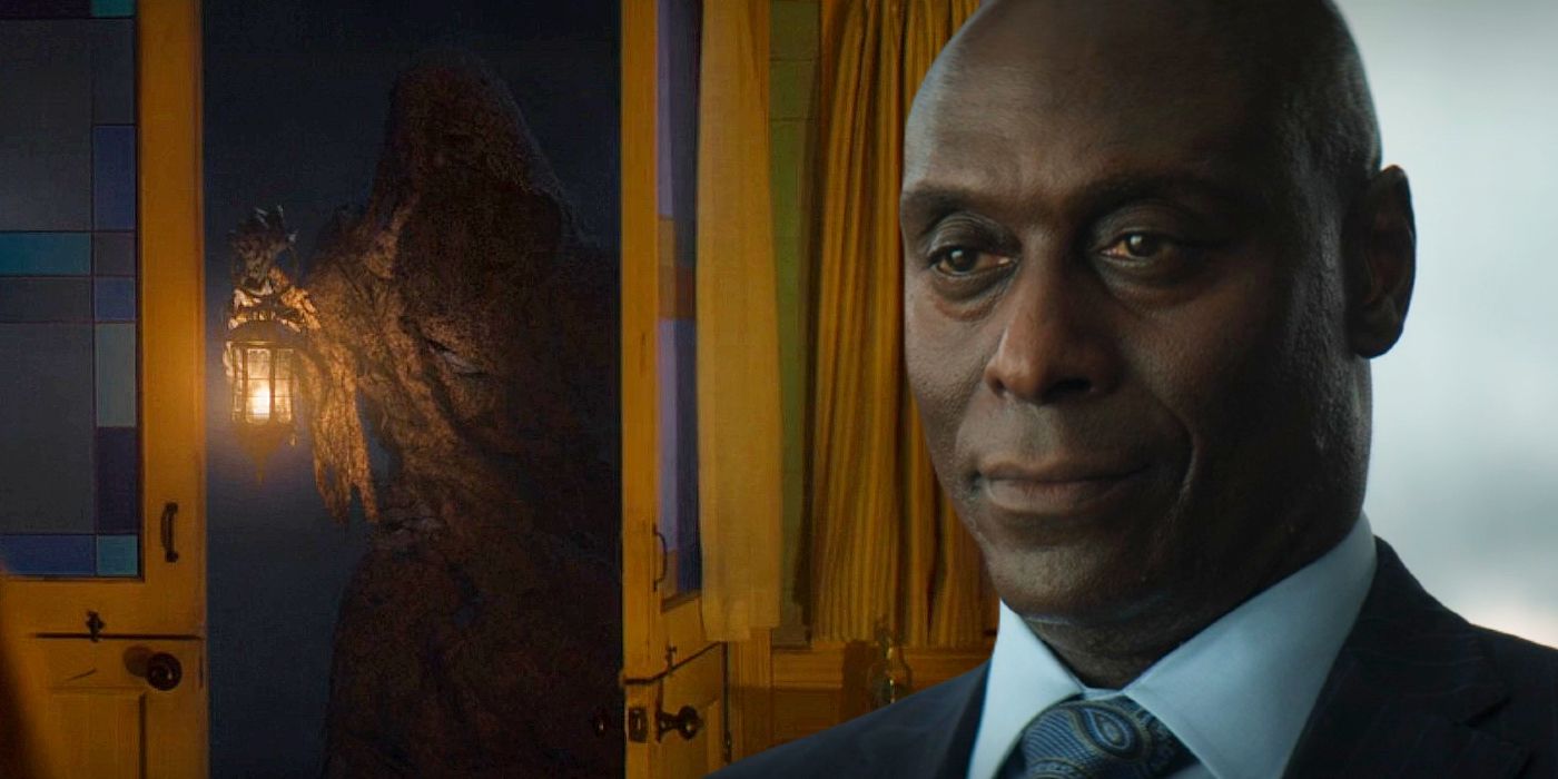 Lance Reddick as Zeus next to Kronos from Percy's dream in Percy Jackson episode 8 