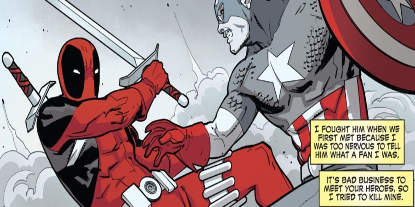 Captain America fighting Deadpool.