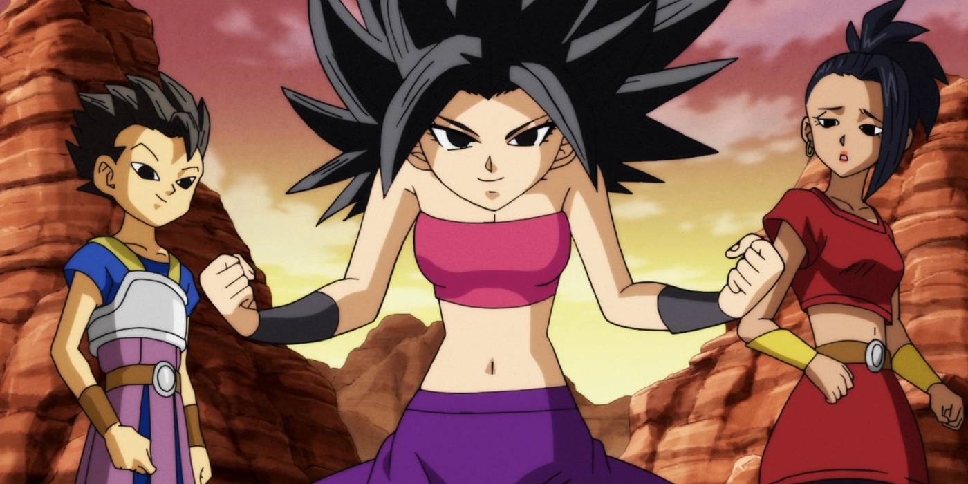 Kyabe, Kale e Caulifla em Dragon Ball Super (Reprodução)