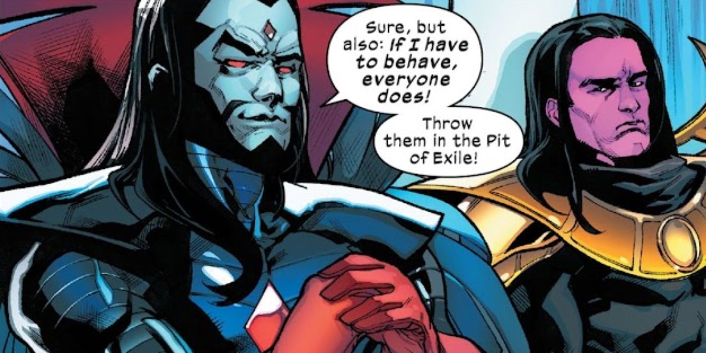 Mr. Sinister passing judgment on criminal mutants in Hellions #1.