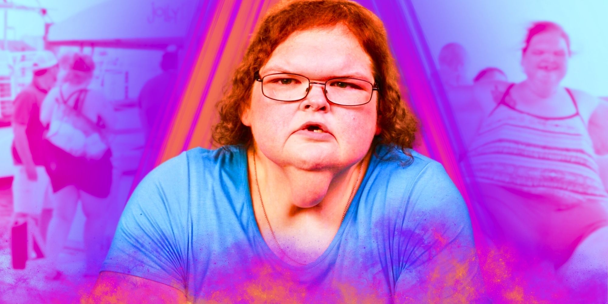 Montage of 1000-Lb Sisters' Tammy Slaton blue and pink background