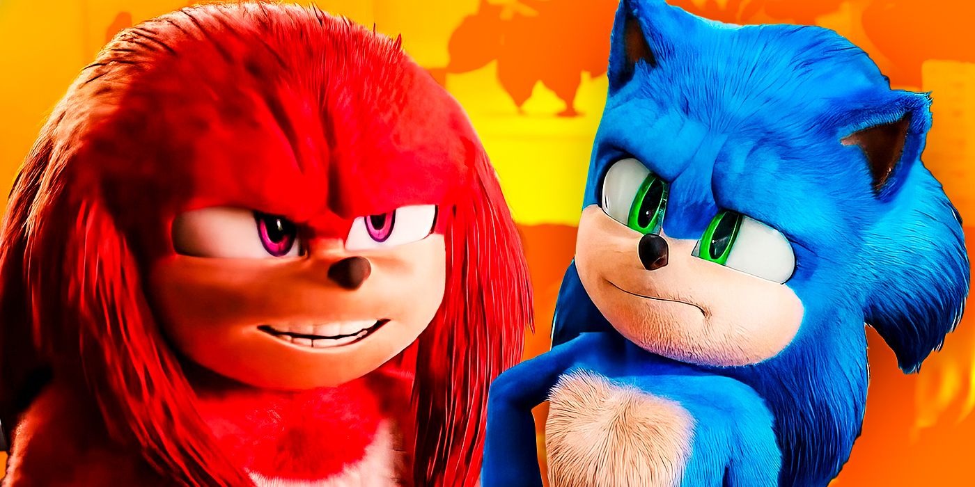 Idris Elba as Knuckles and Ben Schwartz as Sonic in a custom image for Knuckles.
