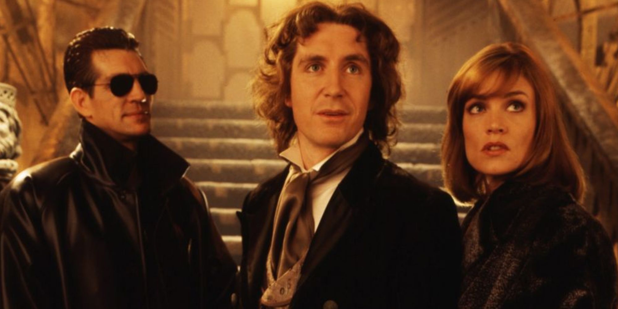 Paul McGann as the Eighth Doctor with his companions in the Doctor Who movie