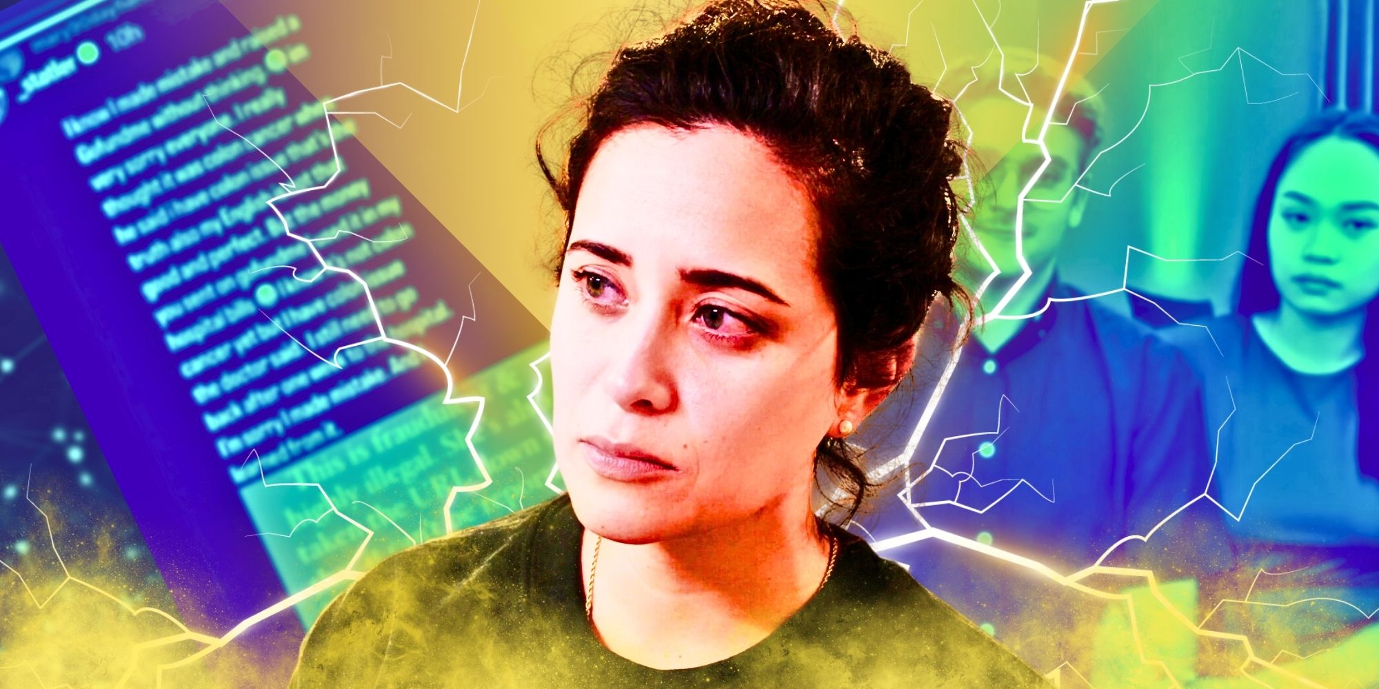 90 Day Fiancé’s Statler, with Mary & Brandan in the background amid lightning bolts