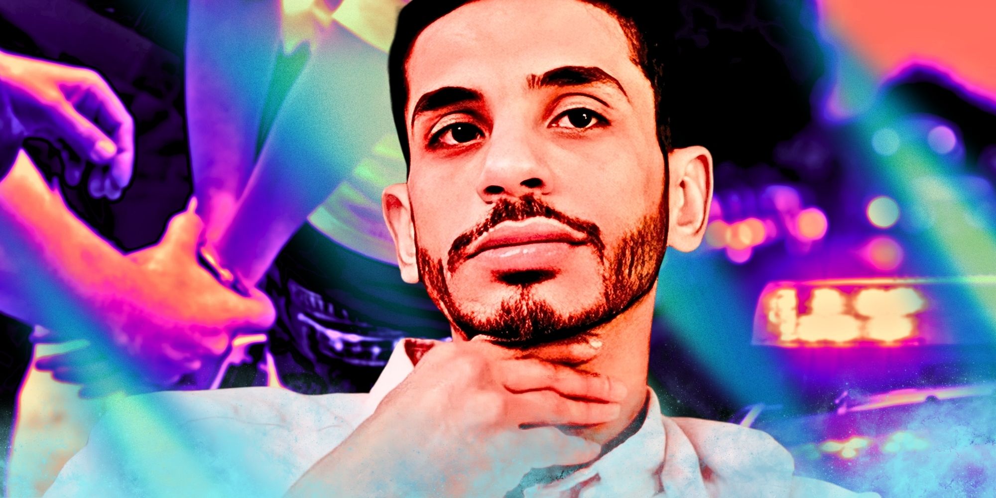 90 Day Fiancé Star Mahmoud El Sherbiny with police lights behind him